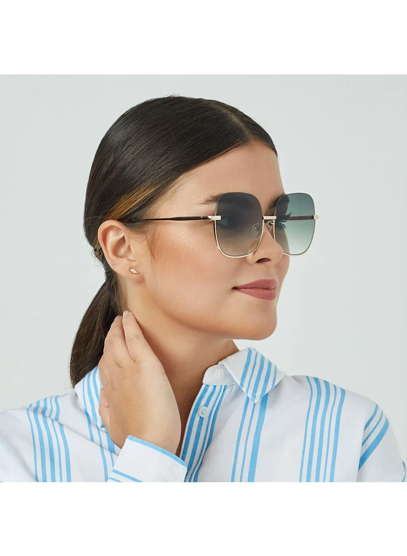 Blackout GEO Women Japanese Gold Sunglasses - Frame Material: Metal - Frame Color: Japanese Gold -Lens Color: Green - Full Rim