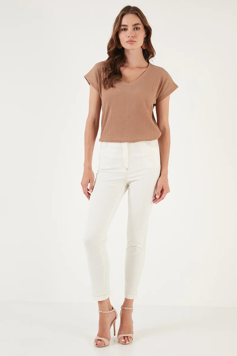Lela Relaxed Cut Flexible V-Neck Blouse Women's Blouse 5865039