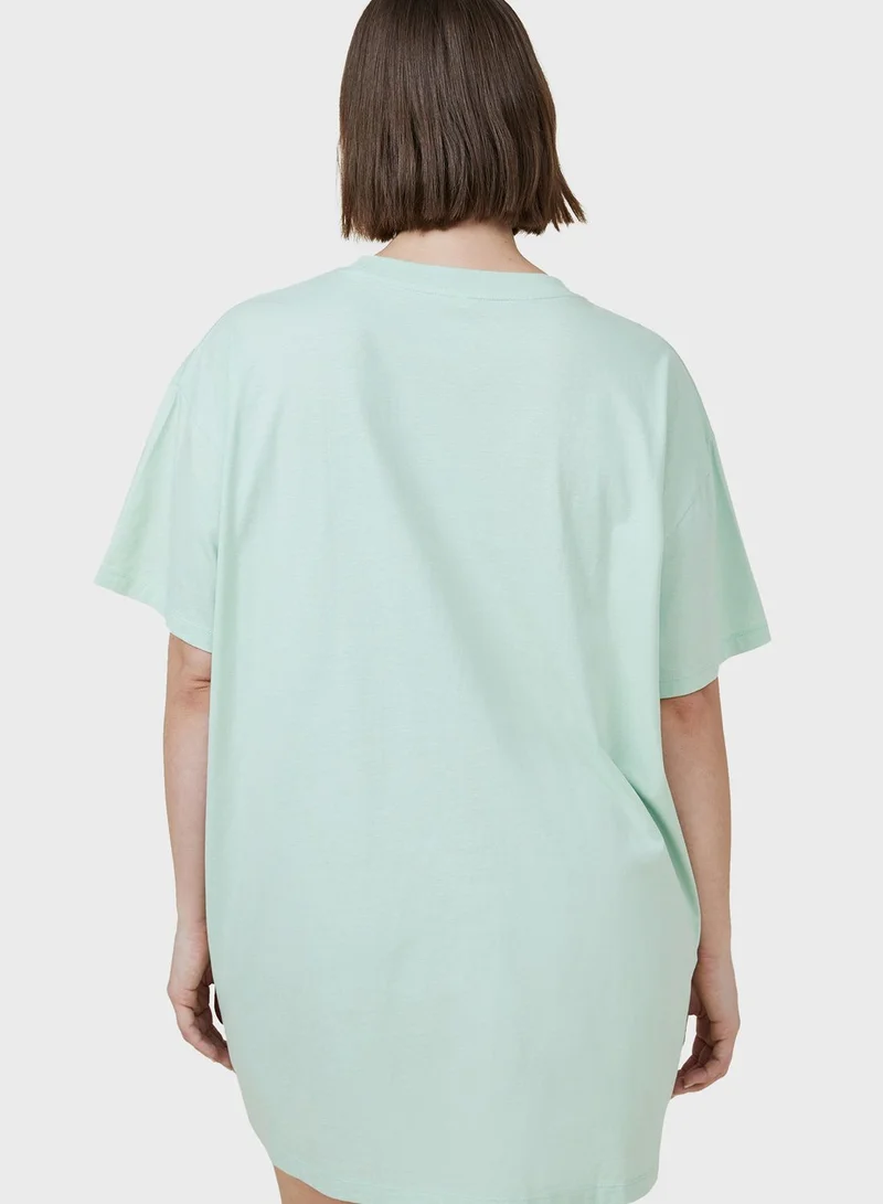 Cotton On Curve Round Neck Printed T-Shirt