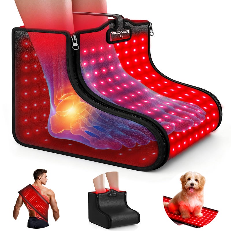 Viconor Red Light Therapy for Feet, Infrared Light Therapy for Feet Neuropathy with 200 LEDs 3-in-1 Chip 660nm Red Light-Therapy & 850nm Infrared Light Device for Body Full Coverage Detachable by Zips - Image 1