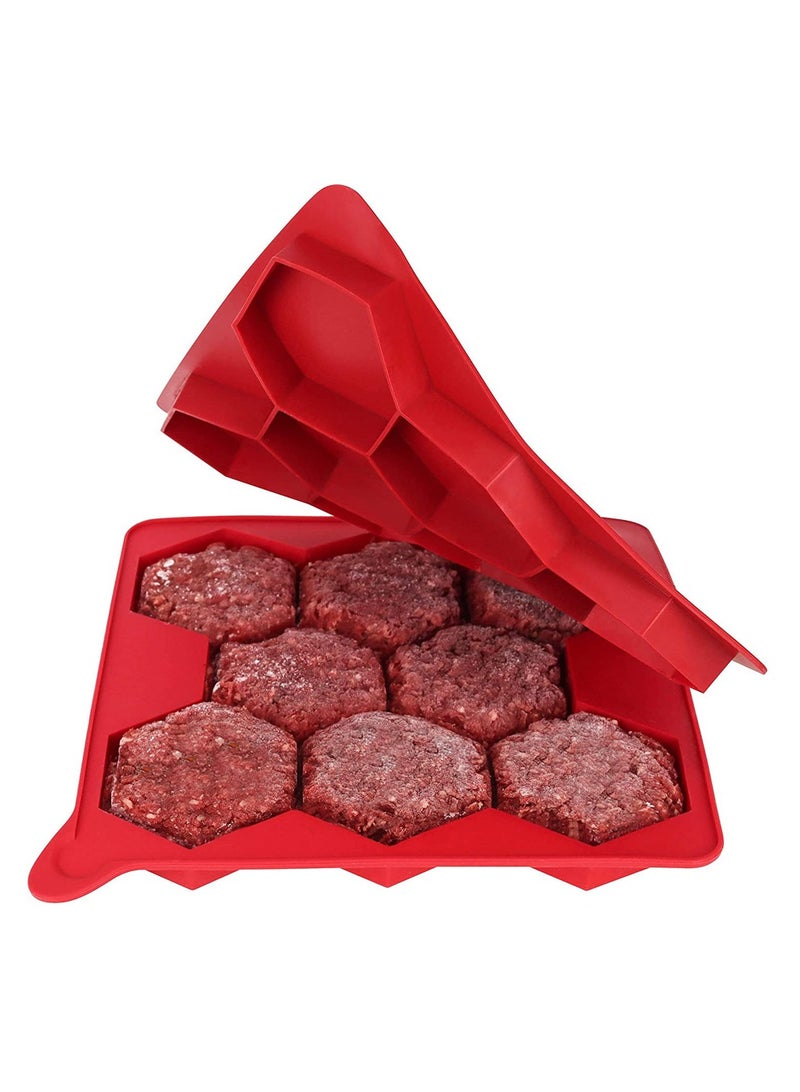 general 8-Cavity Silicone Hamburger Patty Freezer Mold Food-Grade Non-Stick for Easy Release High/Low Temperature Resistant for Freezer Storage Essential Home Meal Prep Tool - Image 1