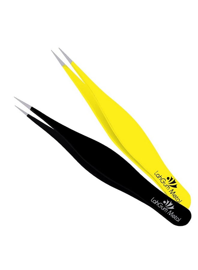 LahGum Metal Super Sharp Pointed Tweezers Precision Fine Point Tip Ingrown Hair Tweezers Kit Best Pointed Tweezers For Women Chin Hair Removal Extra Thin Tweezers Precision Stainless Facial Hair Remover For Face - Image 2