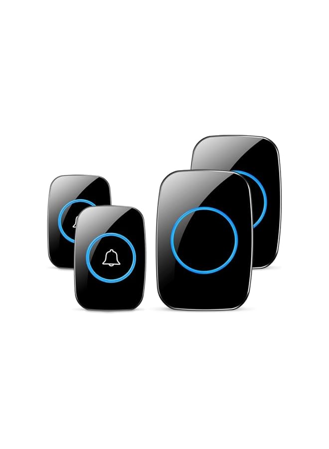 promass Wireless Doorbell, Waterproof Door Bell Kit, Distinguish Front and Rear Doors, Over 1000 feet Range and 60 Chime, 5 Levels Volume and LED Flash, for Home Office Classroom (Black) - Image 2