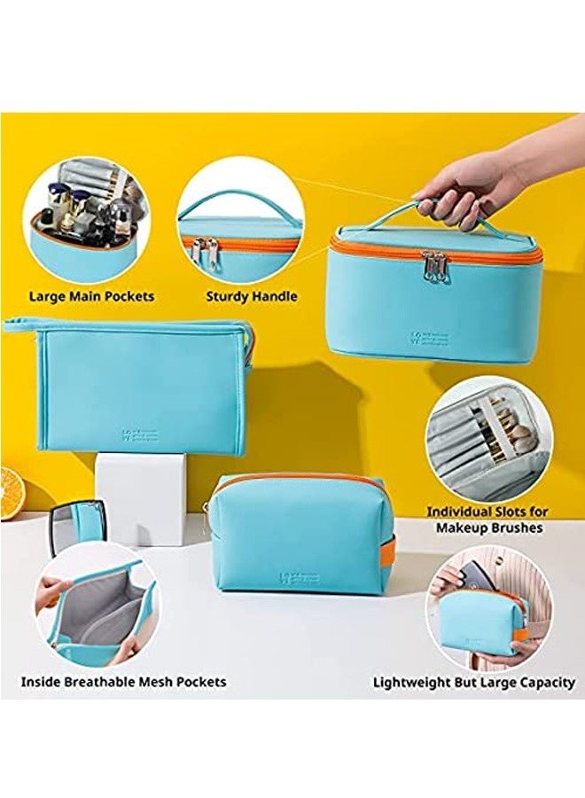 Generic 3 Pack Cosmetic Makeup Bag for Purse Pouch Travel Beauty Zipper Organizer Gifts Girl Women PU Leather Washable Waterproof  - Image 3