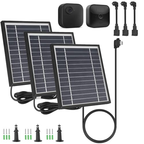 iTODOS 3 Pack Solar Panel Compatible with Blink Outdoor 4 (4th Gen)/Blink Outdoor (3rd Gen) XT3 and Blink XT/XT2 Camera,11.8Ft Outdoor Power Cable and Adjustable Mount,Aluminum Alloy Sturdy(Black) - Image 1