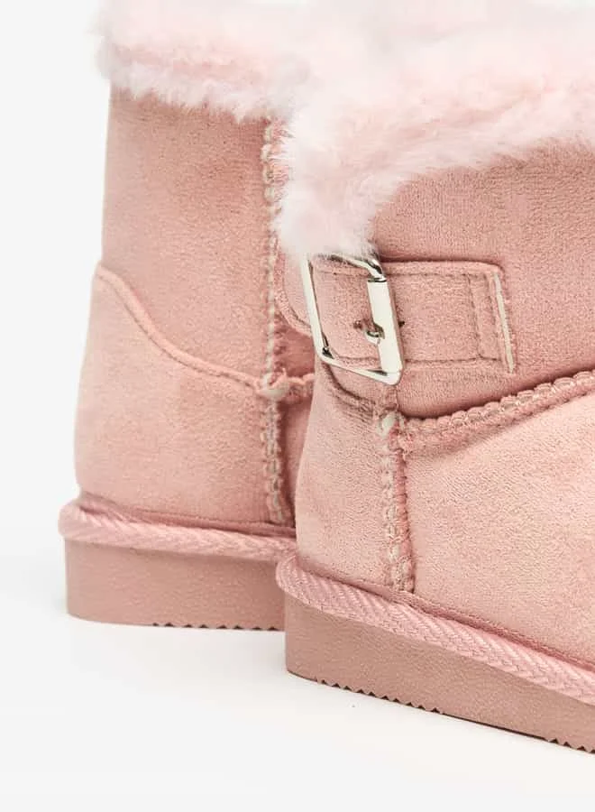 Flora Bella By Shoexpress Girls Plush Detail Slip-On High Cut Boots
