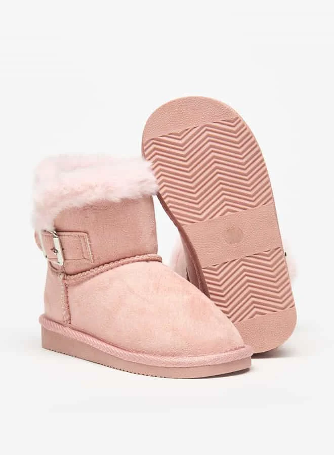 Flora Bella By Shoexpress Girls Plush Detail Slip-On High Cut Boots