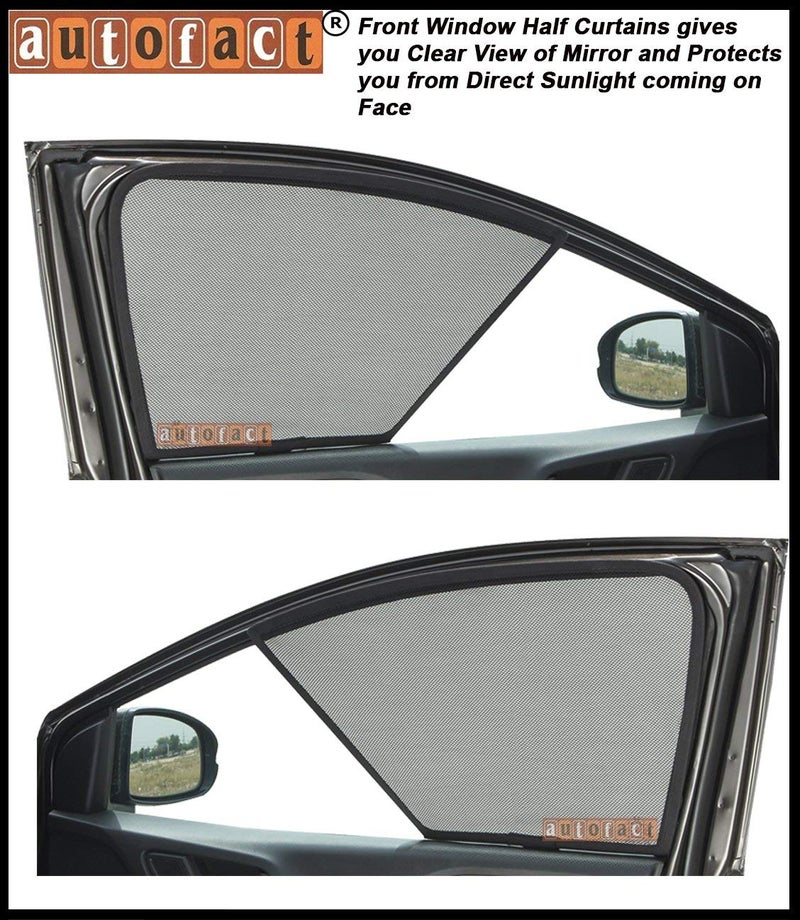 Autofact Magnetic Car Sunshades Compatible with Kia Carens (Set of 4) – Easy Installation, UV Protection, Keeps Car Cool (Front 2 Half-Cut for Side Mirror Visibility, Rear 2 with Zippers) - Image 2