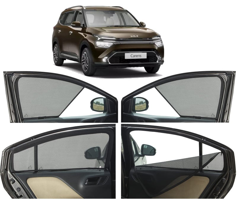 Autofact Magnetic Car Sunshades Compatible with Kia Carens (Set of 4) – Easy Installation, UV Protection, Keeps Car Cool (Front 2 Half-Cut for Side Mirror Visibility, Rear 2 with Zippers) - Image 5