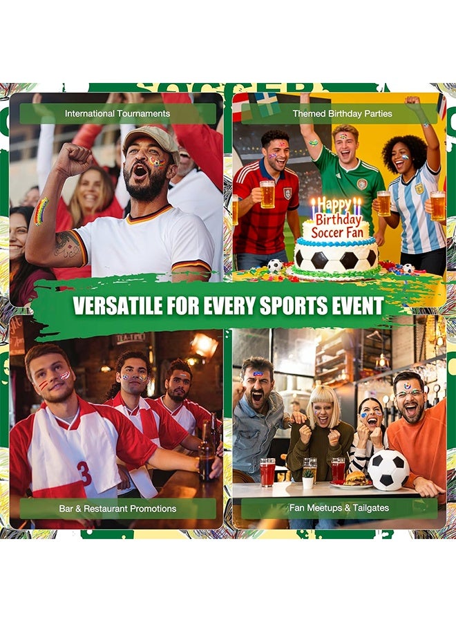 ١٠ أوراق من ملصقات الوشم المؤقت لكرة القدم، ملصقات مكياج رياضية مستوحاة من كأس العالم لكرة القدم، لوازم حفلات وهدايا. - Image 5