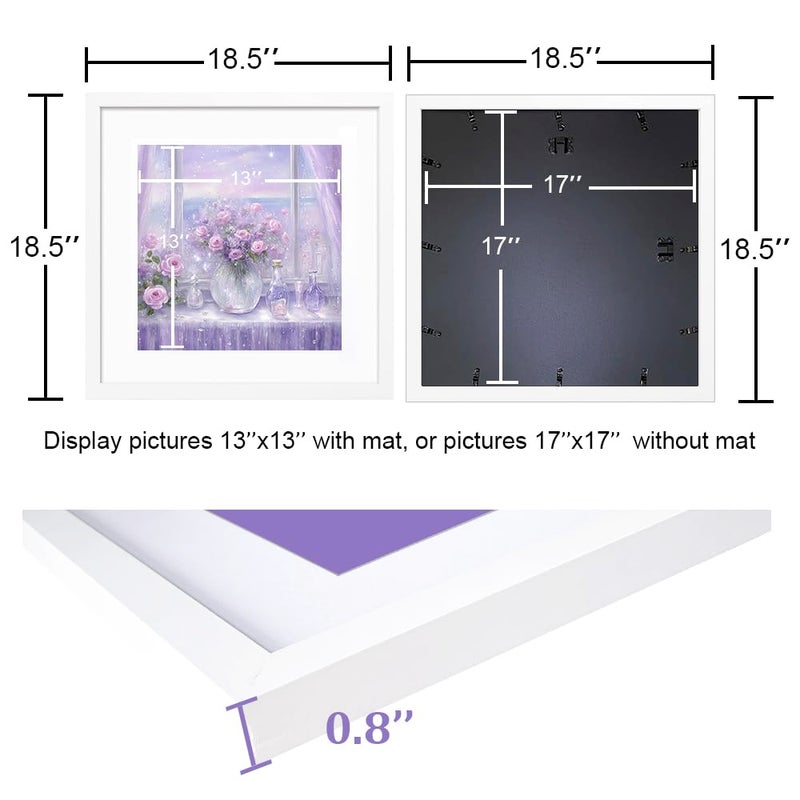 THREELOVE 17x17 Frame White, Display Picture 13x13 with mat or 17x17 Without mat, Photo Poster Picture Frame Wall Mounting Home Decor, 1-PCS - Image 3