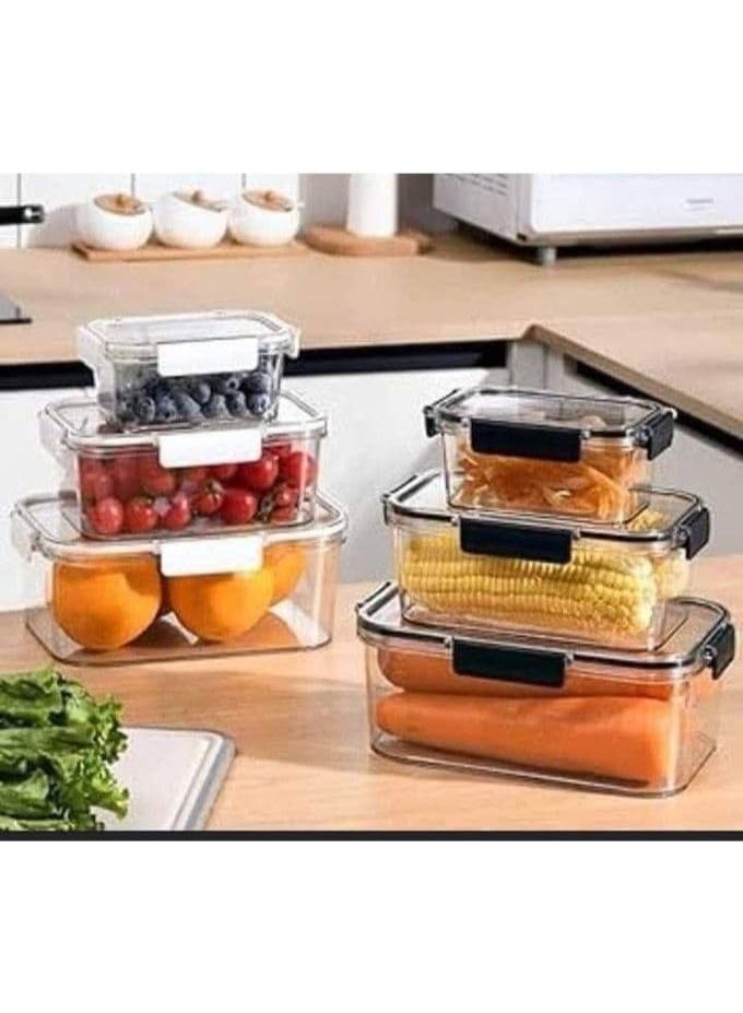 Generic valueable 1 Acrylic Food Storage Containers Set of 3 with Silicone Sealed Lids - Clear Airtight Kitchen Storage Boxes 400ml 1000ml 1800ml for Pantry Refrigerator Meal... - Image 5