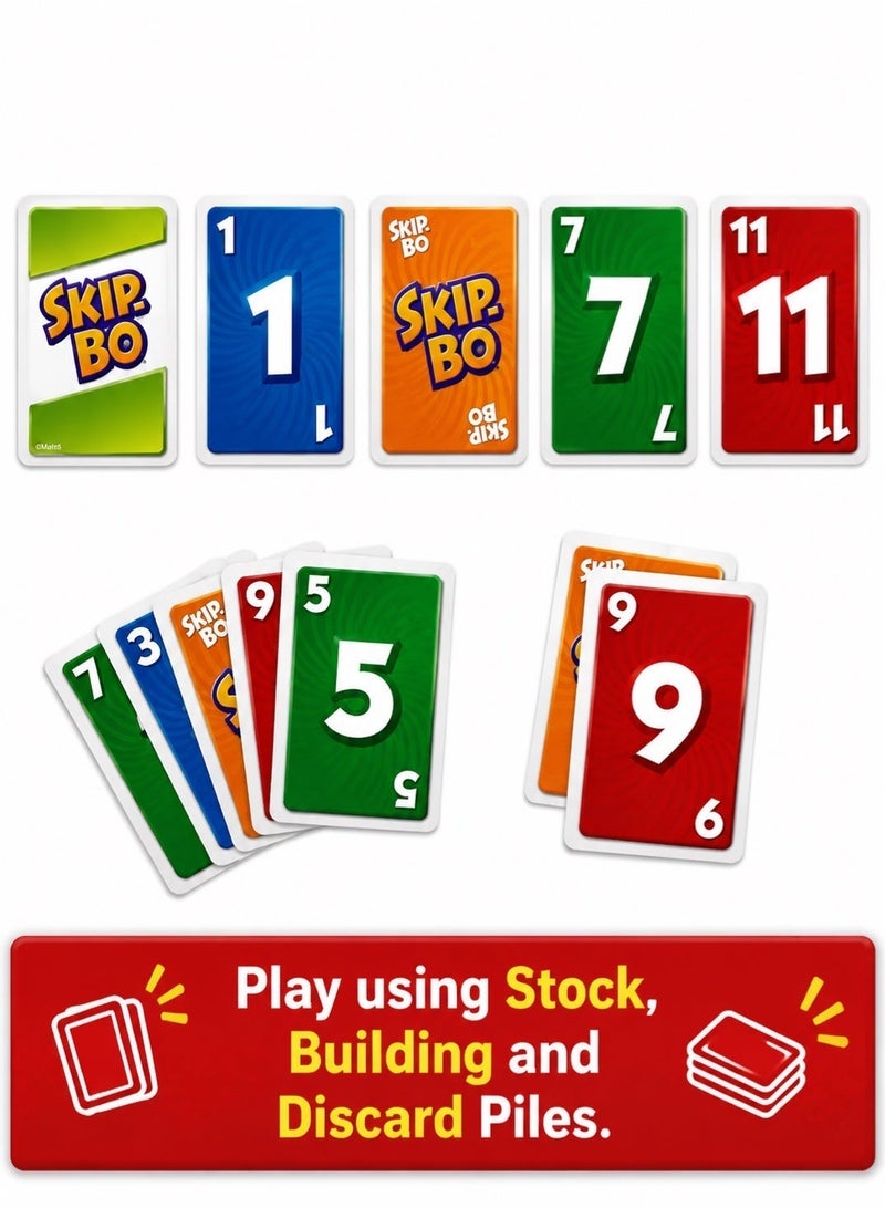 ماتيل جيمز Skip Bo: لعبة بطاقات ترتيب التسلسل المثالية للاعبين (من 2 إلى 6 لاعبين) - للأعمار من 7 سنوات فما فوق - Image 4