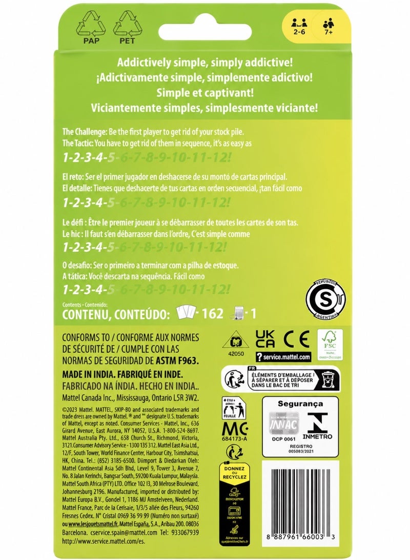 ماتيل جيمز Skip Bo: لعبة بطاقات ترتيب التسلسل المثالية للاعبين (من 2 إلى 6 لاعبين) - للأعمار من 7 سنوات فما فوق - Image 2