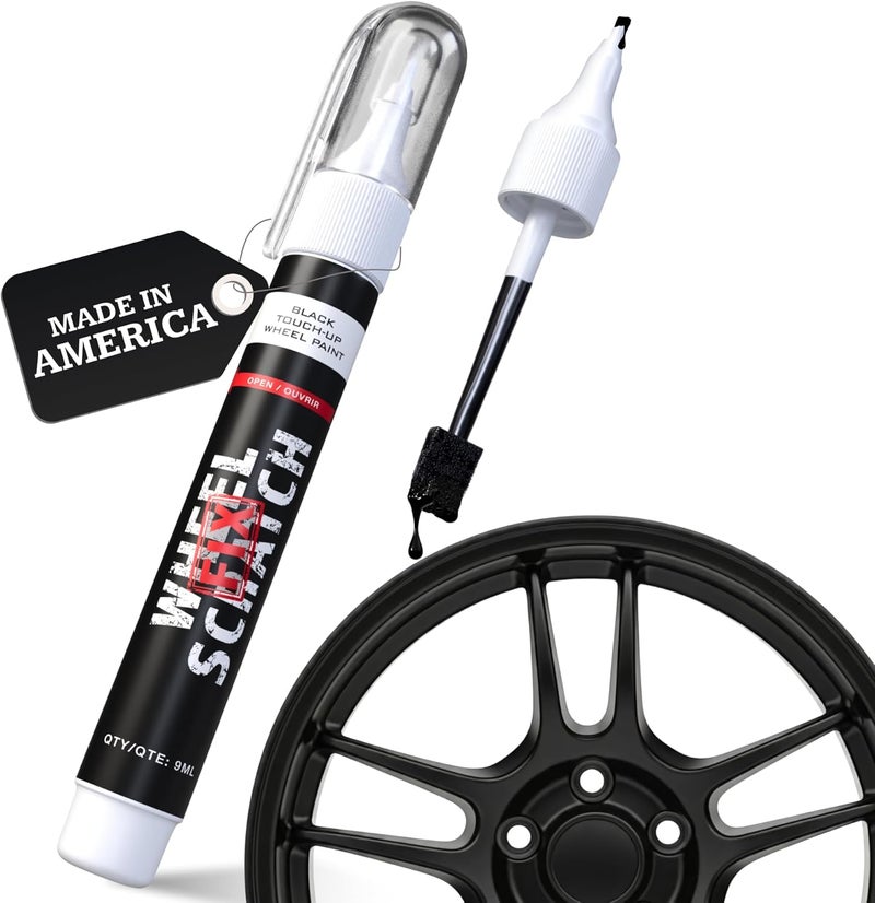 Wheel Scratch Fix ® Matte Black Magic Car Scratch Remover Pen - Alloy Wheel Touch Up Paint Pen for Cars, Curb Rash Removal with Fast-Drying & Long-Lasting OEM Finish, Vehicles Rim Repair Paint for Chip (Matte Black (Pen Only)) - Image 1