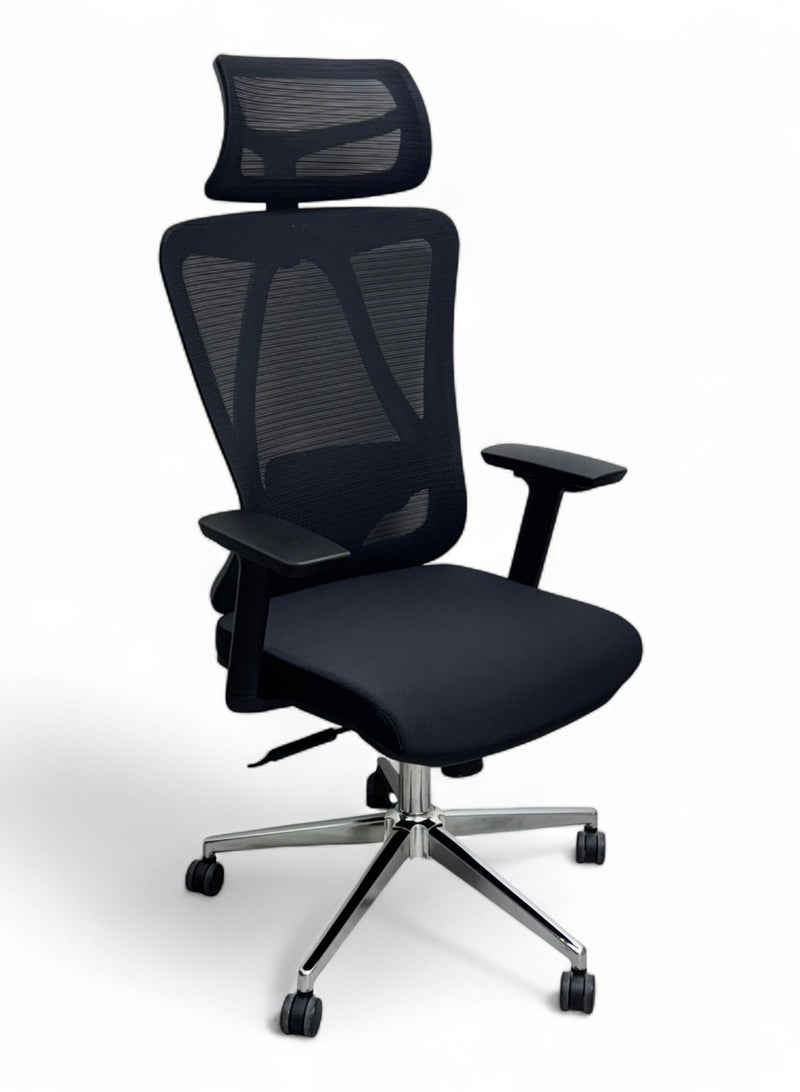 Wooden Twist Bareeq Executive Desk Chair Office Chair 360° Swivel with Lumbar Support (Black)  - Image 3