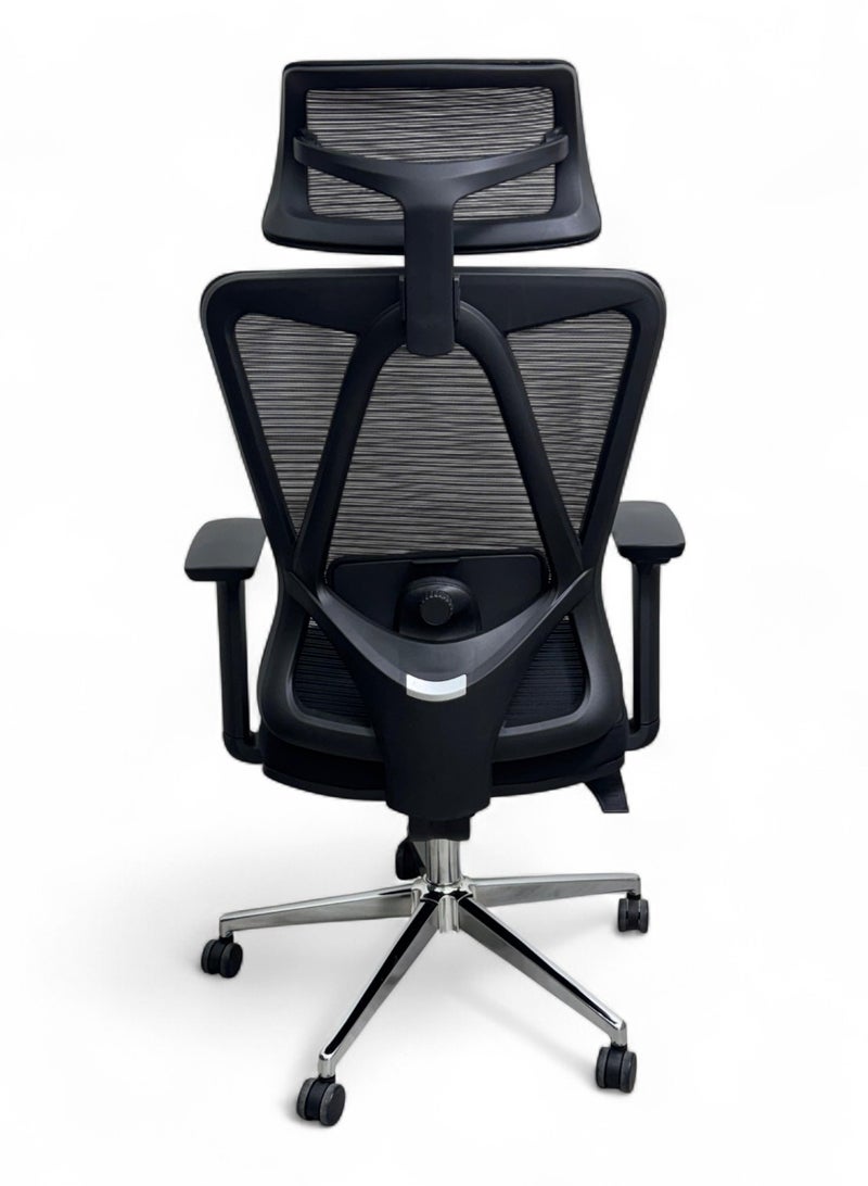 Wooden Twist Bareeq Executive Desk Chair Office Chair 360° Swivel with Lumbar Support (Black)  - Image 4