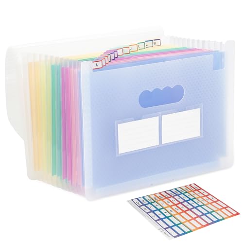 Maimis Accordion File Organizer, 12 Pockets Expanding File Folders, Portable Monthly Bill Receipt Documents Organizer with Colorful A-Z Tabs, Letter/A4 Size - Blue - Image 1