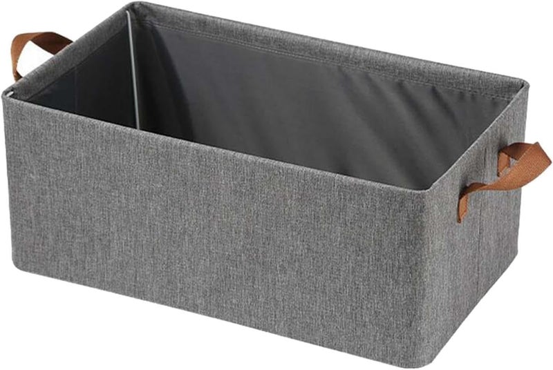 Styxon Clothing Storage Bin Collapsible Laundry Hamper Foldable Toy Storage Thick Portable Large Folding Storage Basket Fabric Grey - Image 1