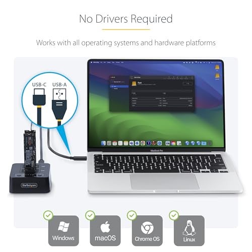 StarTech.com 1:1 M.2 NVMe Drive Duplicator, 90GBpm Standalone M.2 SSD Cloner/Copier, USB-C 3.2 20Gbps M.2 Dual-Bay Drive Dock - Image 3