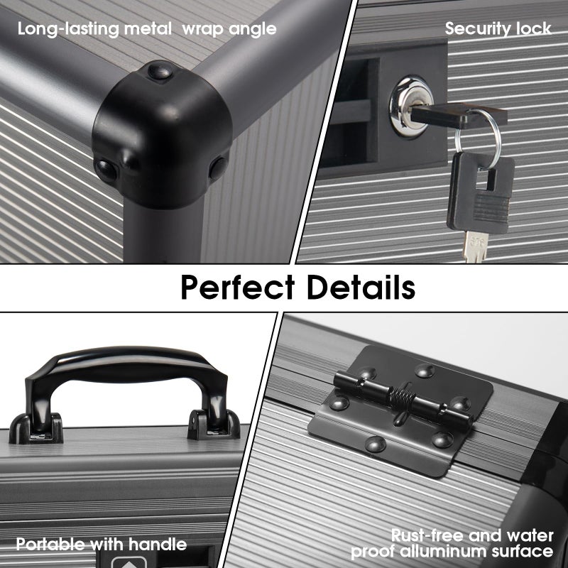 Lockbako Medicine Lock Box with Key, Alluminum Alloy Box for Medication,First Aid Box with a Removeable Tray to Store Medicines & Pills for Home, Black, 14 * 8.46 * 7.48 Inch - Image 5