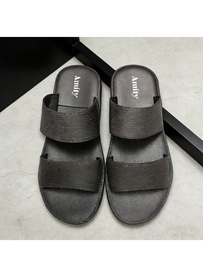 Men's Open Toe Outdoor Slides, Lightweight Breathable Non Slip Durable Summer Casual Slippers, Indoor Beach Pool Camping Daily Walking Shoes - Image 1