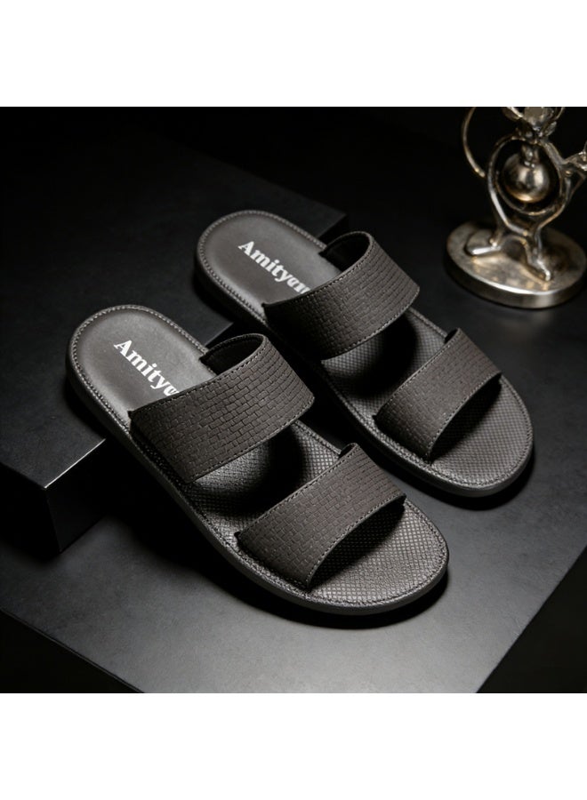 Men's Open Toe Outdoor Slides, Lightweight Breathable Non Slip Durable Summer Casual Slippers, Indoor Beach Pool Camping Daily Walking Shoes - Image 2