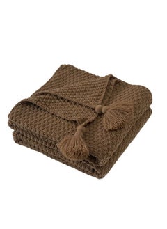 EzzySo Tassel Design Warm Blanket Polyester Brown 130x170cm 