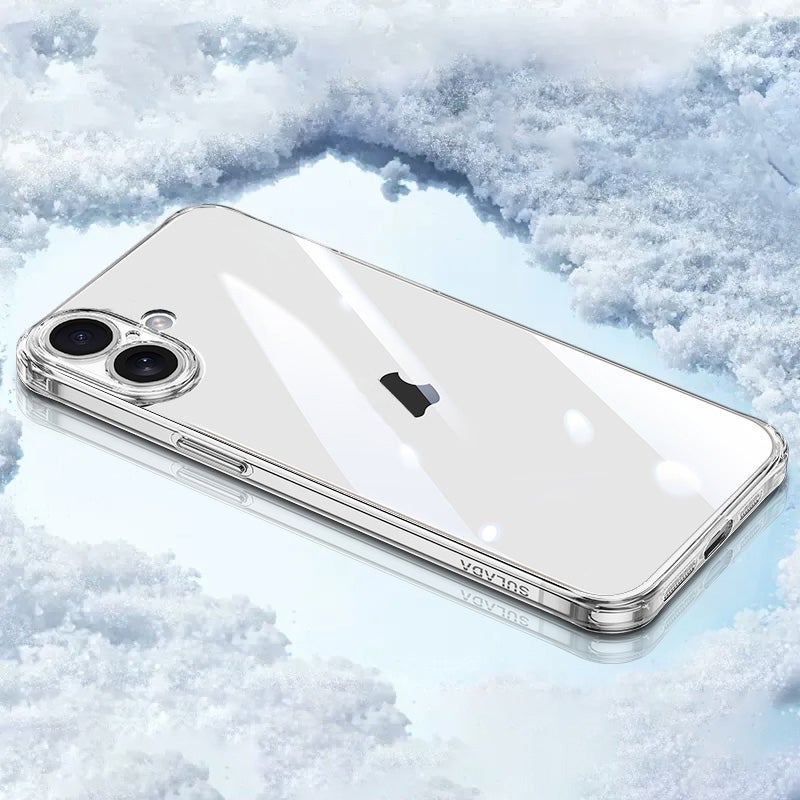 HuHa Protective Cover For iPhone 16 SULADA TPU Frame Tempered Glass Transparent Phone Case(White) - Image 1