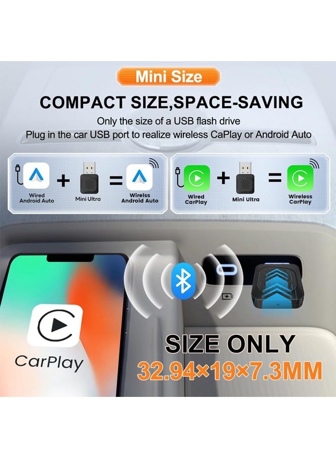 Makrystorm Mini Ultra,New Verison 2-in-1 Wireless CarPlay and Wireless Android Auto Adapter for Factory Wired CP/AA,Not Use for BMW and Tesla,Compact Size and Easy to Use,Black - Image 3