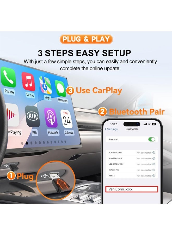 Makrystorm Mini Ultra,New Verison 2-in-1 Wireless CarPlay and Wireless Android Auto Adapter for Factory Wired CP/AA,Not Use for BMW and Tesla,Compact Size and Easy to Use,Black - Image 5