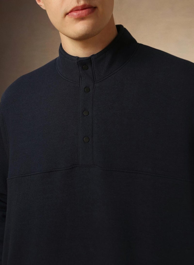 Dennis Lingo Men's Navy Polyester Blend Solid Regular Fit Sweatshirt - Image 5
