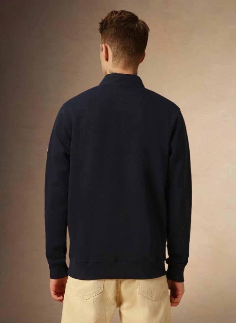 Dennis Lingo Men's Navy Polyester Blend Solid Regular Fit Sweatshirt - Image 3