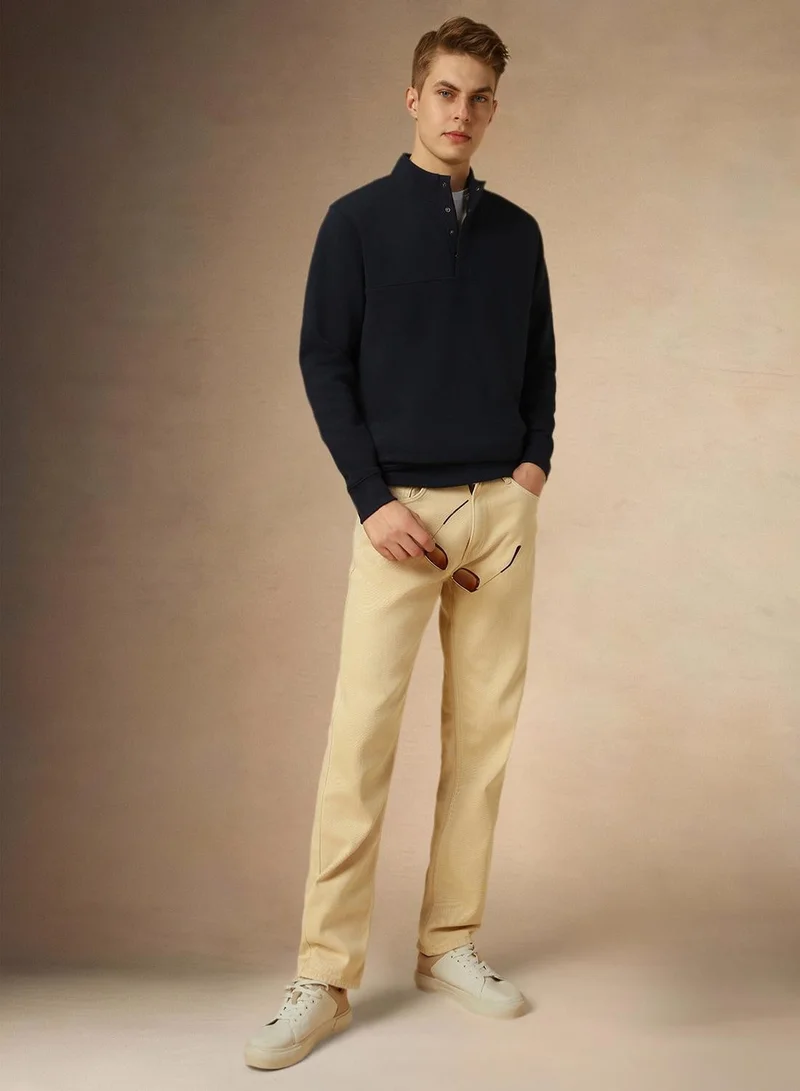 Dennis Lingo Navy Men's Navy Polyester Blend Solid Regular Fit Sweatshirt for Men | Best Price UAE