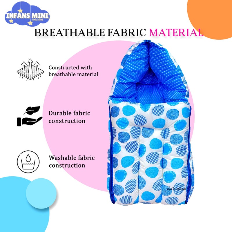 Infans Mini Ovally Mega 3 in 1 Baby's Cotton Bed Cum Carry Bed Printed Baby Sleeping Bag-Baby Bed-Infant Portable for Unisex Easily Portable, Light Weight Carry for New Born 4-8 Months Old(Blue) - Image 5