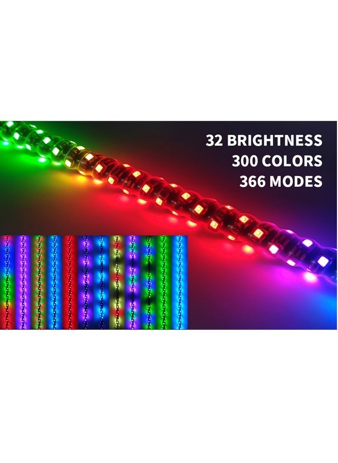 fashionhome - 1 Pair 150 cm Long 360° Spiral Whip Lights Multicolor and Modes RGB LED Lights Side By Side With Wireless Remote and App Control Chasing Lighted Aluminum Antenna Whips for UTV ATV Truck - Image 1