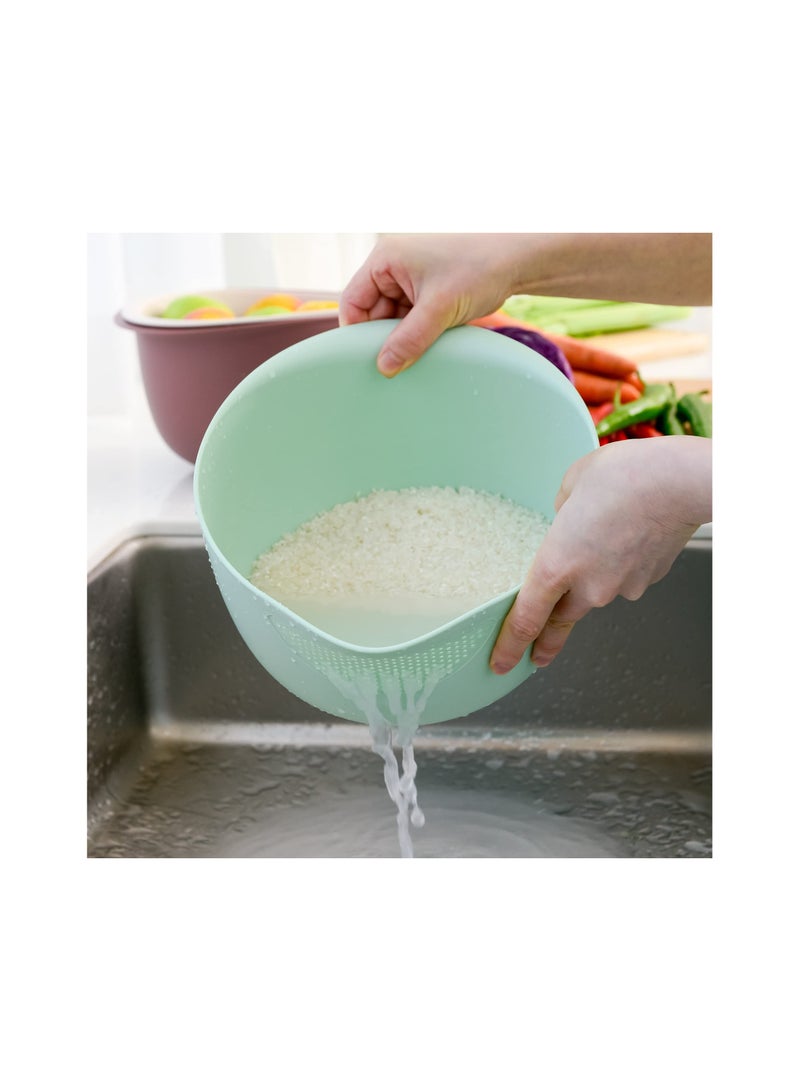 SYOSI Kitchen Colander Set Strain Rice Quinoa and Small Grains Soak Wash and Drain Vegetables and Fruit Olive and Sage 4 Quart Bowl - Image 4