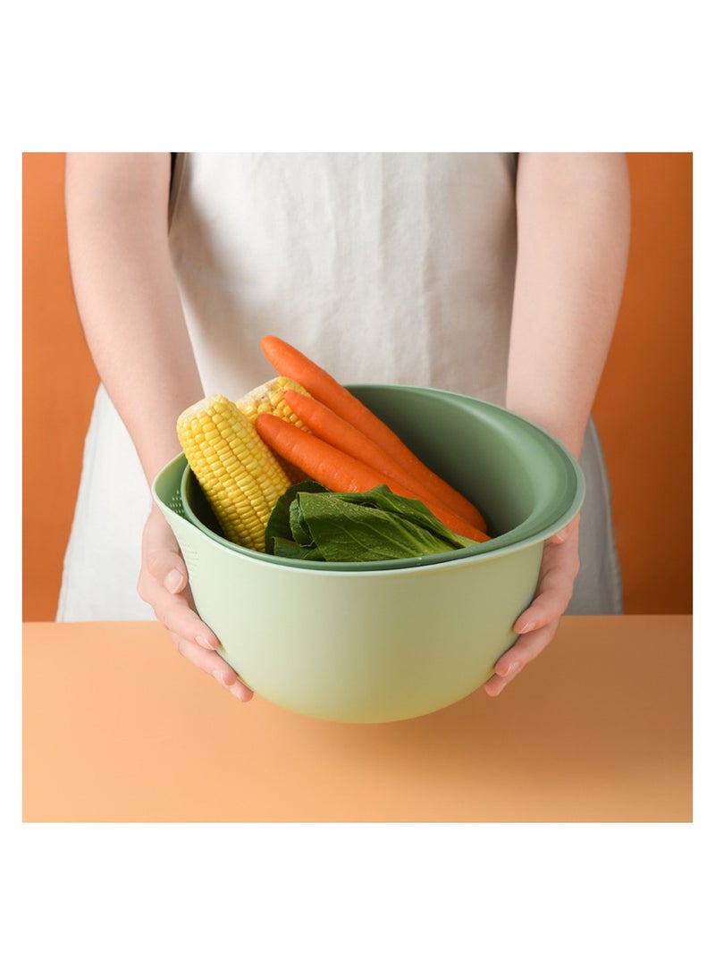 SYOSI Kitchen Colander Set Strain Rice Quinoa and Small Grains Soak Wash and Drain Vegetables and Fruit Olive and Sage 4 Quart Bowl - Image 5