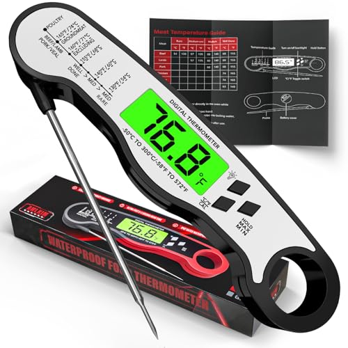 AWLKIM Fast Instant Read Meat Thermometer with Backlight - Waterproof Digital Food Probe for Grilling, Cooking, Baking & Candy Making - Kitchen & BBQ Essential(Black) - Image 1