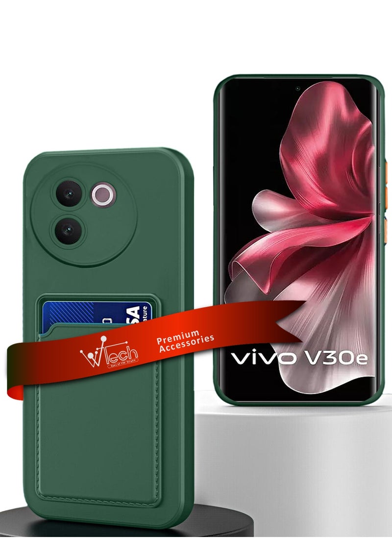 دبليو تيك غطاء حماية من السيليكون TPU مع حامل البطاقة لهاتف Vivo V30e 5G 2024 أخضر داكن  - Image 1