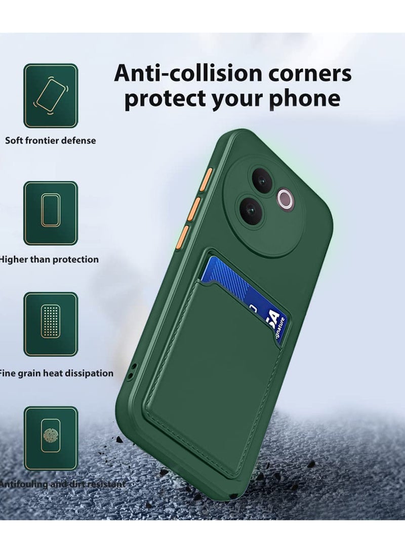 دبليو تيك غطاء حماية من السيليكون TPU مع حامل البطاقة لهاتف Vivo V30e 5G 2024 أخضر داكن  - Image 2