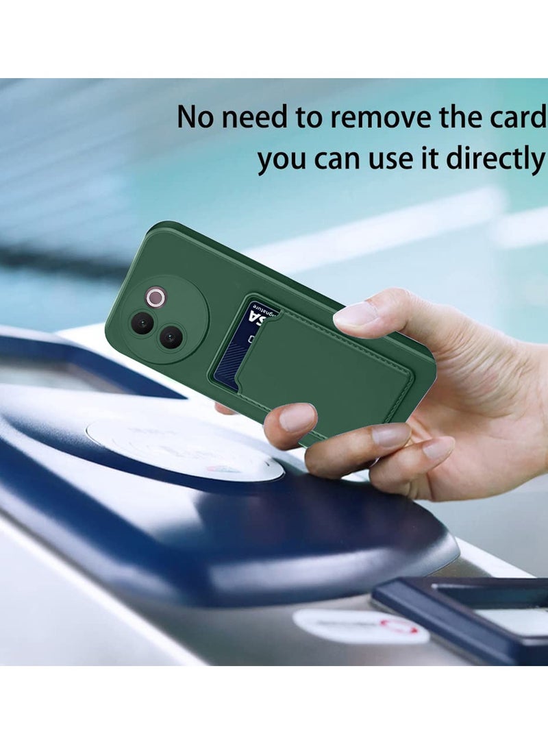 دبليو تيك غطاء حماية من السيليكون TPU مع حامل البطاقة لهاتف Vivo V30e 5G 2024 أخضر داكن  - Image 3