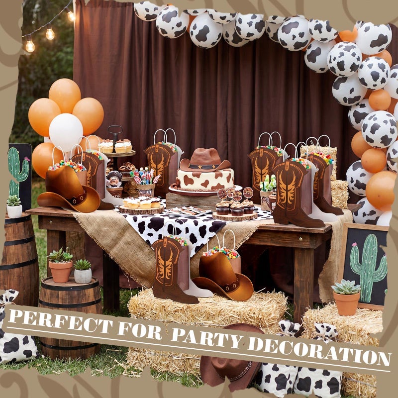 Kolldenn 24 Pcs Cowboy Paper Bags Horse Party Bag Western Theme Gift Bag with Handles Rodeo Cowboy Wild West Party Decoration for Birthday Bachelorette Baby Shower(Boots and Hats) - Image 4