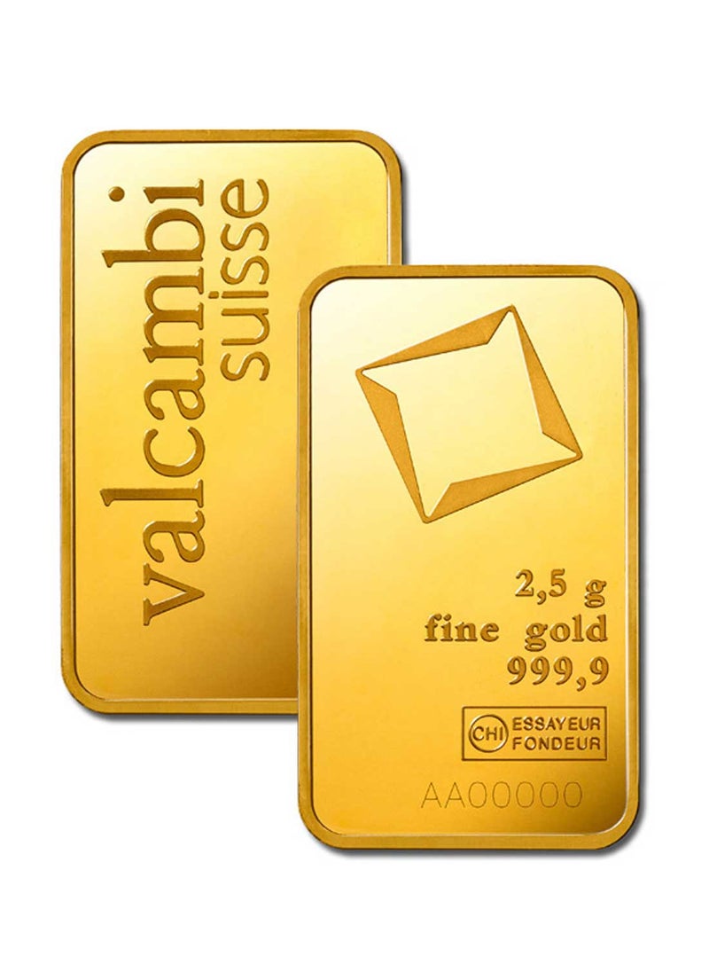valcambi - 24KT 999.9 Purity 2.5g Valcambi Suisse Gold Bar - Image 1