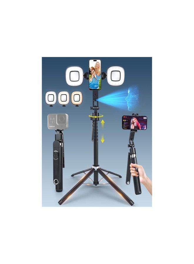 Sinbyuer 71'' Auto Face Tracking Tripod 360° Rotation with Stand | Selfie Stick w/Fill Lights, Remote & Gesture Control | for TikTok Vlog Content Creator, Phone Camera Tripod Following Your Movement - Image 1