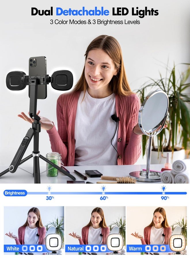 Sinbyuer 71'' Auto Face Tracking Tripod 360° Rotation with Stand | Selfie Stick w/Fill Lights, Remote & Gesture Control | for TikTok Vlog Content Creator, Phone Camera Tripod Following Your Movement - Image 3