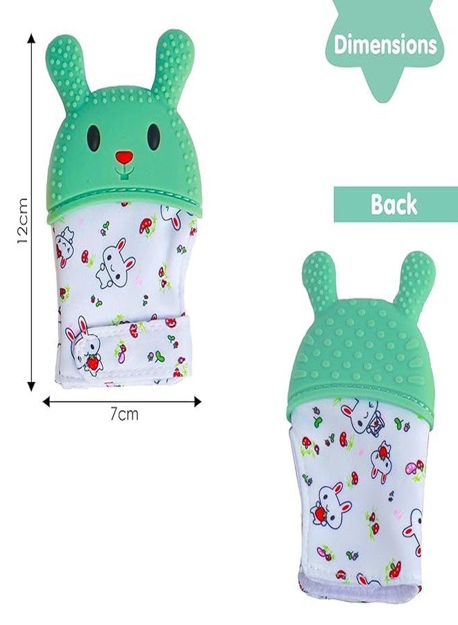 DTR Creation Aqua Green Silicone Teething Mitten | Infant Teething Glove with Adjustable Strap, Crinkle Sound & Textured Silicone | Soothing for Swollen Gums, Age 3 Months + | BPA-Free - Image 4