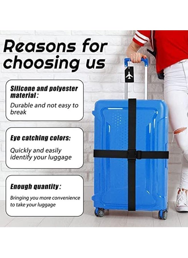 ZVEV Luggage Straps Set, 2 Pcs Travel Suitcase Straps with 2pcs Silicone Luggage Tags, Adjustable Suitcase Belts, Suitcase Tags with Name ID Card for Luggage Suitcase Travel Accessories  - Image 2