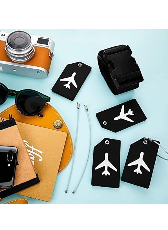 ZVEV Luggage Straps Set, 2 Pcs Travel Suitcase Straps with 2pcs Silicone Luggage Tags, Adjustable Suitcase Belts, Suitcase Tags with Name ID Card for Luggage Suitcase Travel Accessories  - Image 5