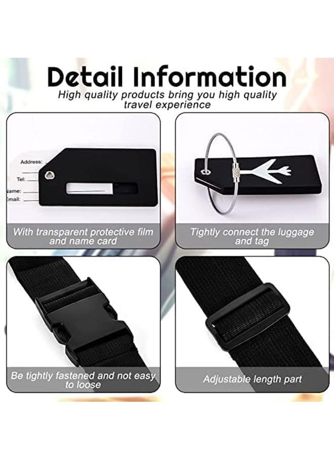 ZVEV Luggage Straps Set, 2 Pcs Travel Suitcase Straps with 2pcs Silicone Luggage Tags, Adjustable Suitcase Belts, Suitcase Tags with Name ID Card for Luggage Suitcase Travel Accessories  - Image 4